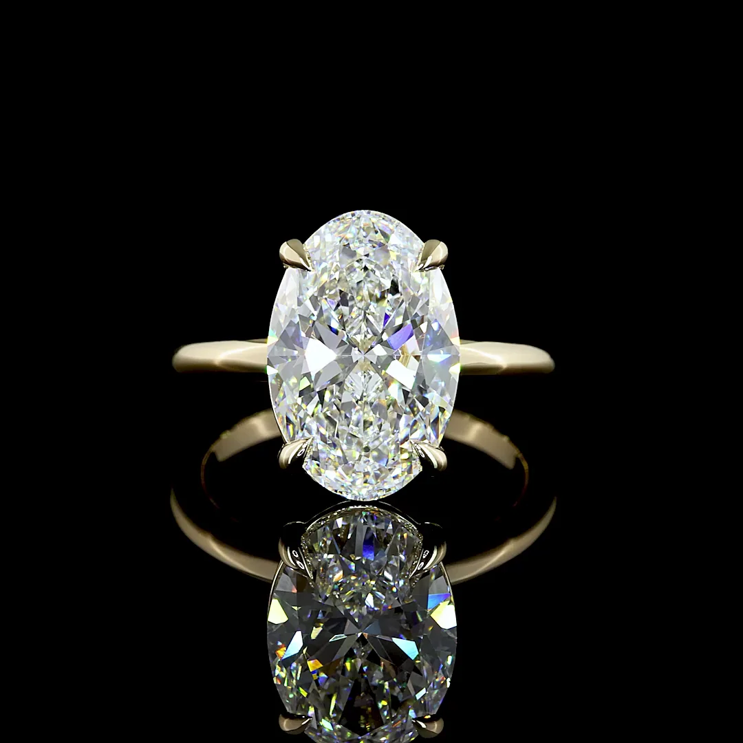 5.16 Cts 14k Yellow Gold Oval Shape Solitaire Ring