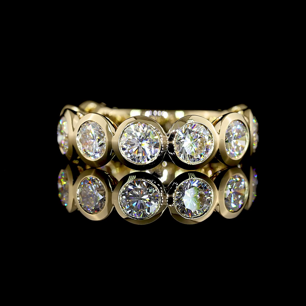 4.02 Cts 14k Yellow Gold Round Shape 3/4 Band Eternity Band