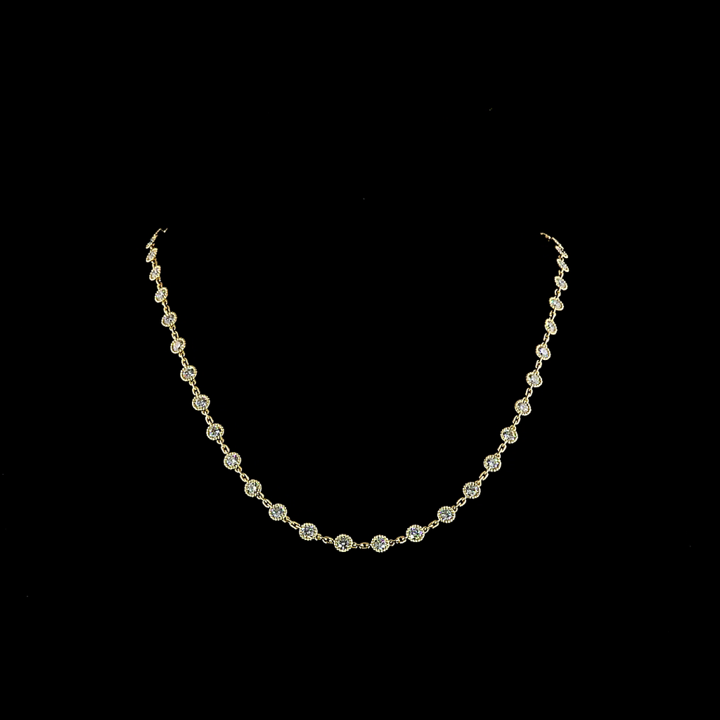 5.88 Cts 14k Yellow Gold Round Shape Station Necklace