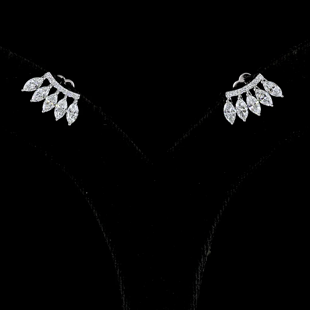 1.27 Cts 14k White Gold Marquise Shape Crawler Earring Lab Grown