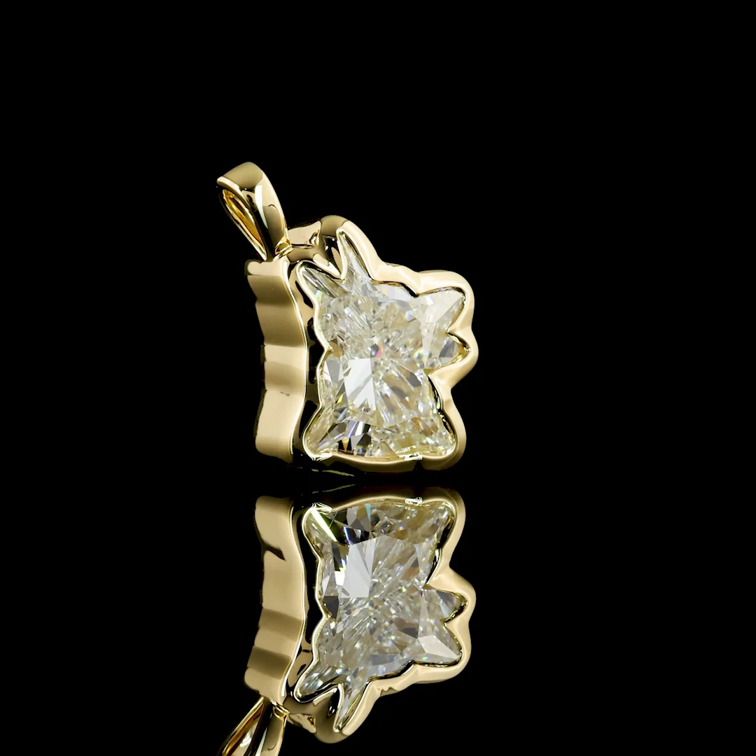 2.27 Cts 14k Yellow Gold F Bulldog Shape Symbol Pendant