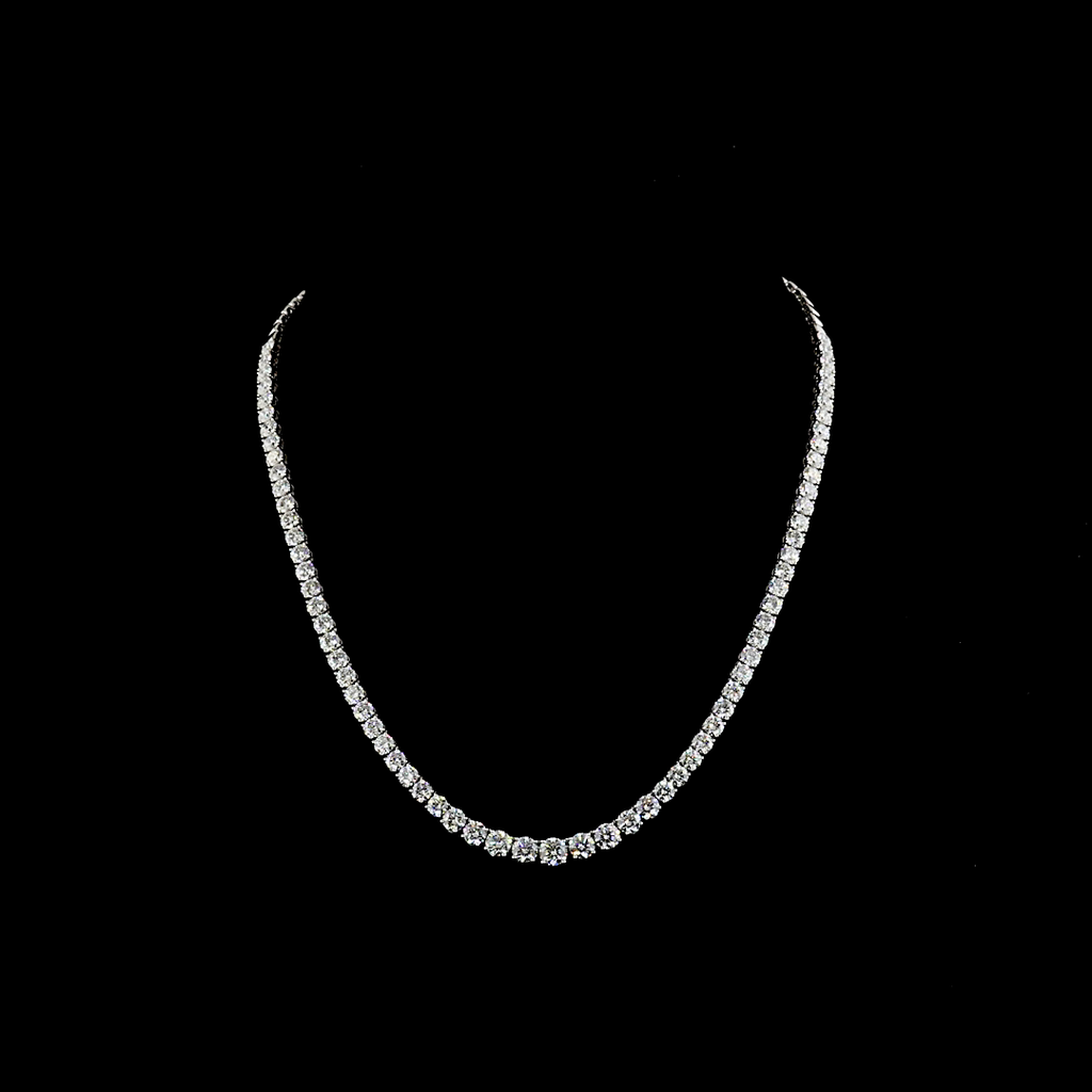 15.07 Cts 14k White Gold Round Shape Riviera Necklace