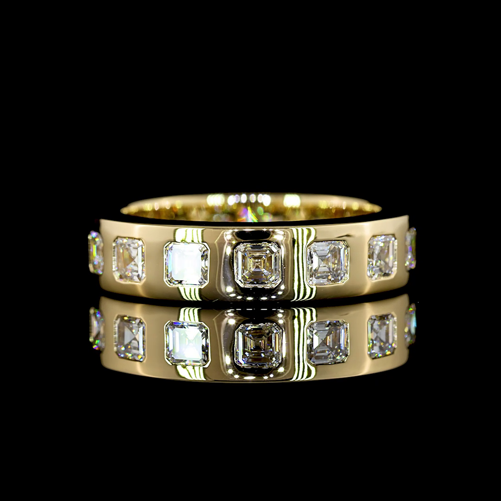 3.58 Cts 14k Yellow Gold Asscher Shape Eternity Band Eternity Band