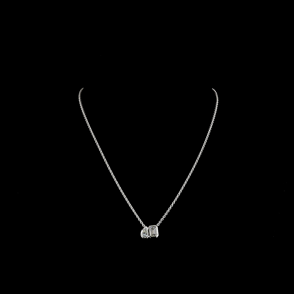 1.58 Cts 14k White Gold Mix Shape Pendant Pendant