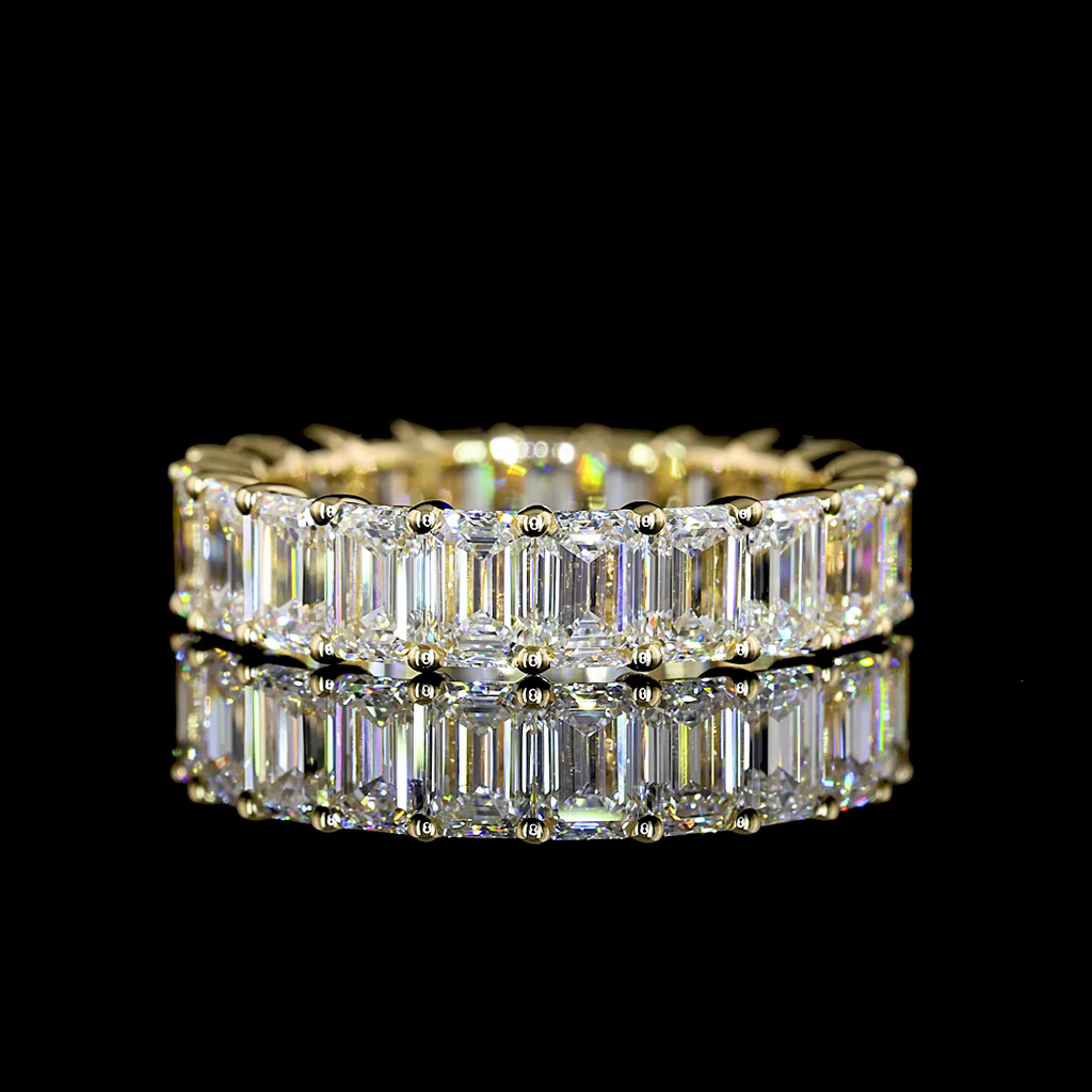 4.57 Cts 14k Yellow Gold Emerald Shape Eternity Band Eternity Band