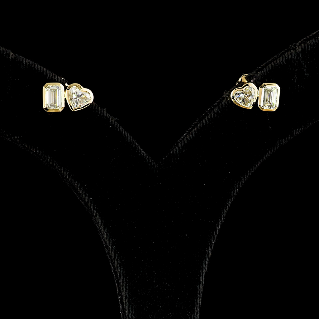 1.78 Cts 14k Yellow Gold Mix Shape Studs Earring