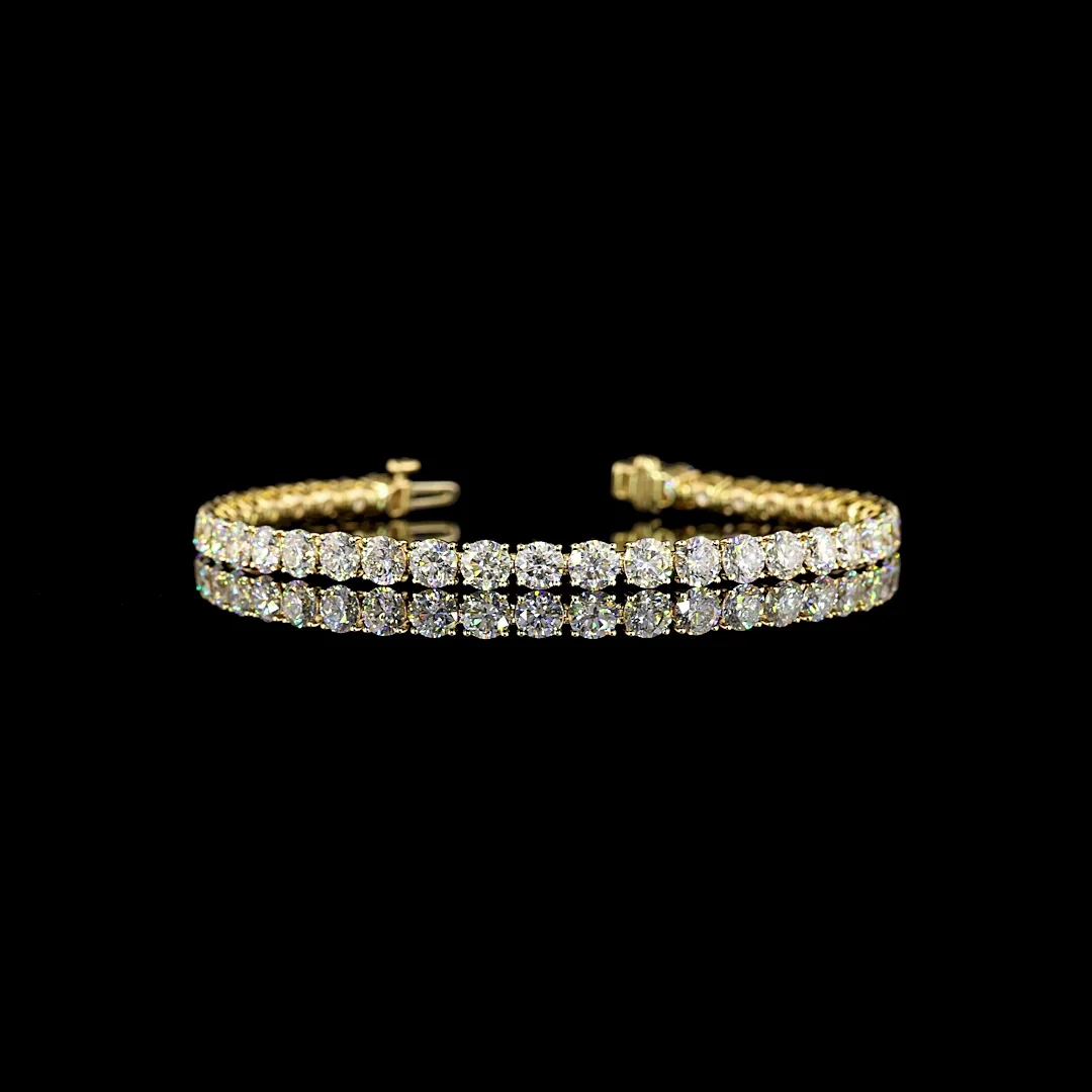 10.39 Cts 14k Yellow Gold Round Shape Tennis Bracelet