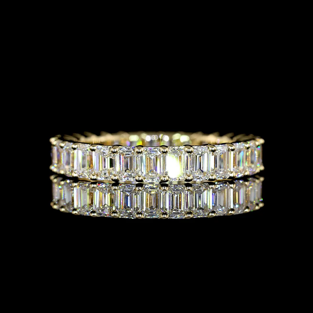 3.23 Cts 14k Yellow Gold Emerald Shape Eternity Band Eternity Band