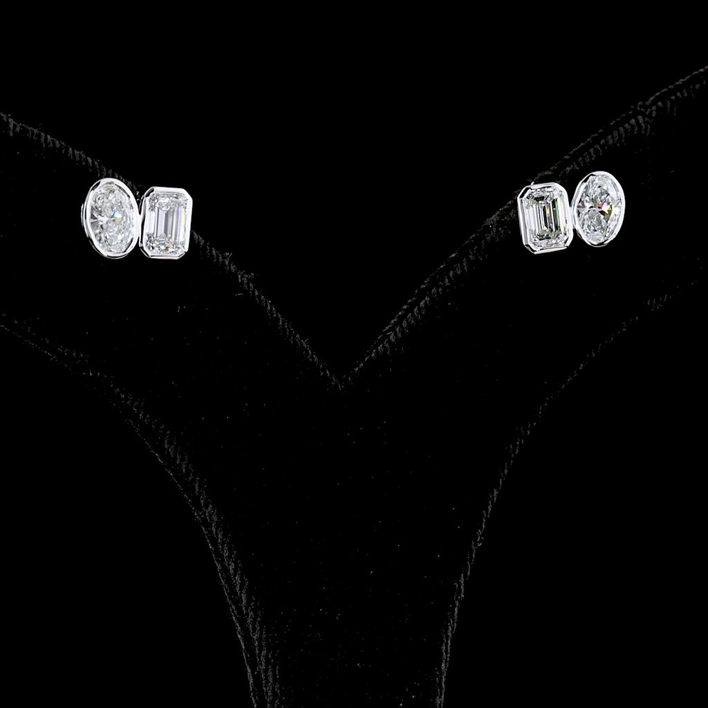 2.05 Cts 14k White Gold Mix Shape Studs Earring