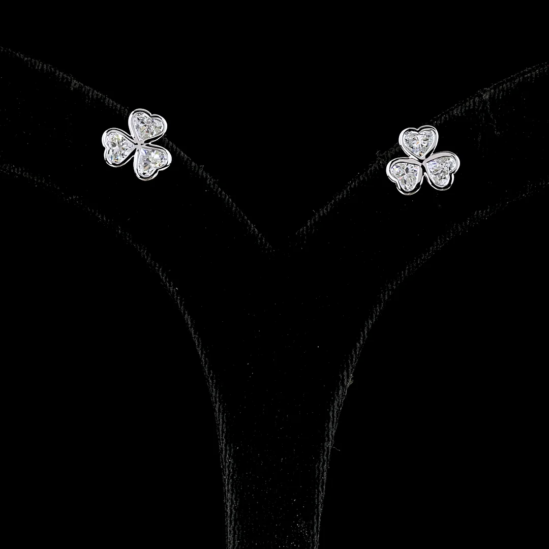 2.07 Cts 14k White Gold Heart Shape Studs Earring
