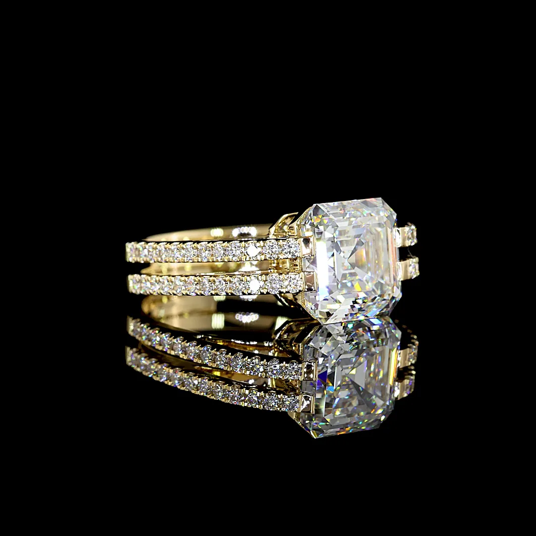 4.5 Cts 14k Yellow Gold Asscher Shape Special Ring