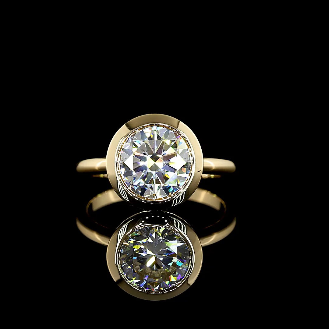 3.08 Cts 14k Yellow Gold Round Shape Solitaire Ring