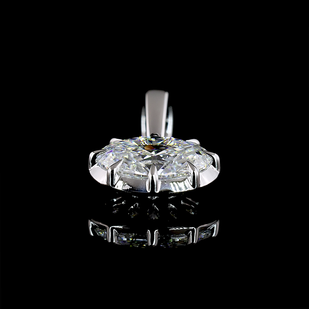 1 Cts 14k White Gold Oval Shape Solitaire Pendant