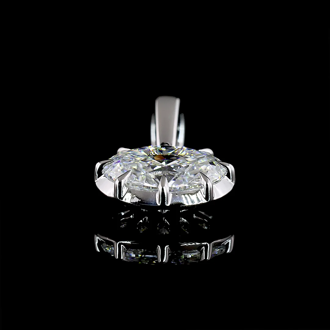 1 Cts 14k White Gold Oval Shape Solitaire Pendant