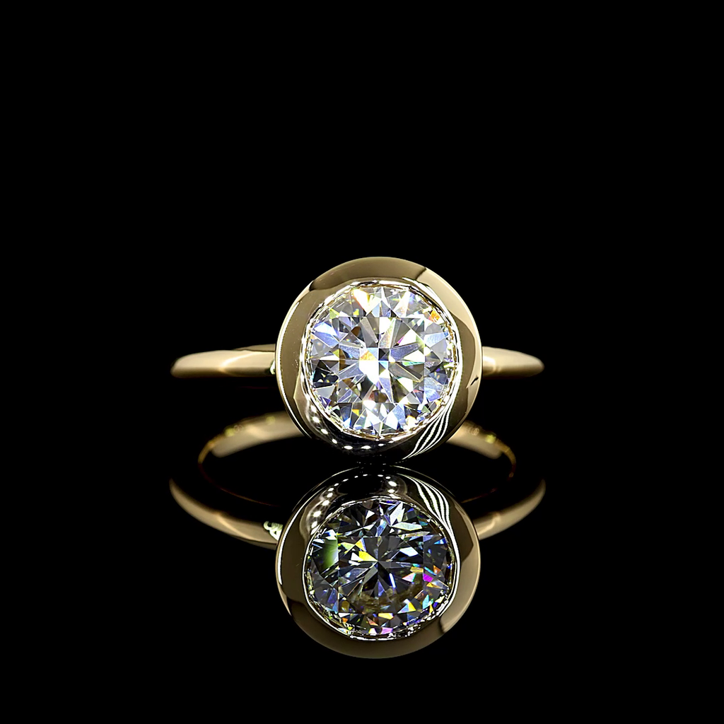 2.53 Cts 14k Yellow Gold Round Shape Hidden Halo Ring