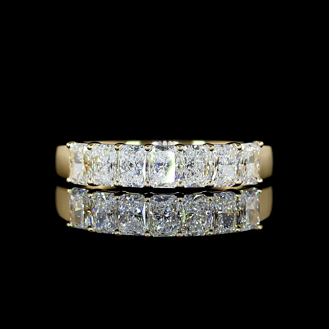1.01 Cts 14k Yellow Gold Radiant Shape 7 Stones Eternity Band