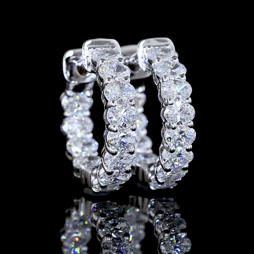 1.29 Cts 14k White Gold Oval Shape Huggies Earring