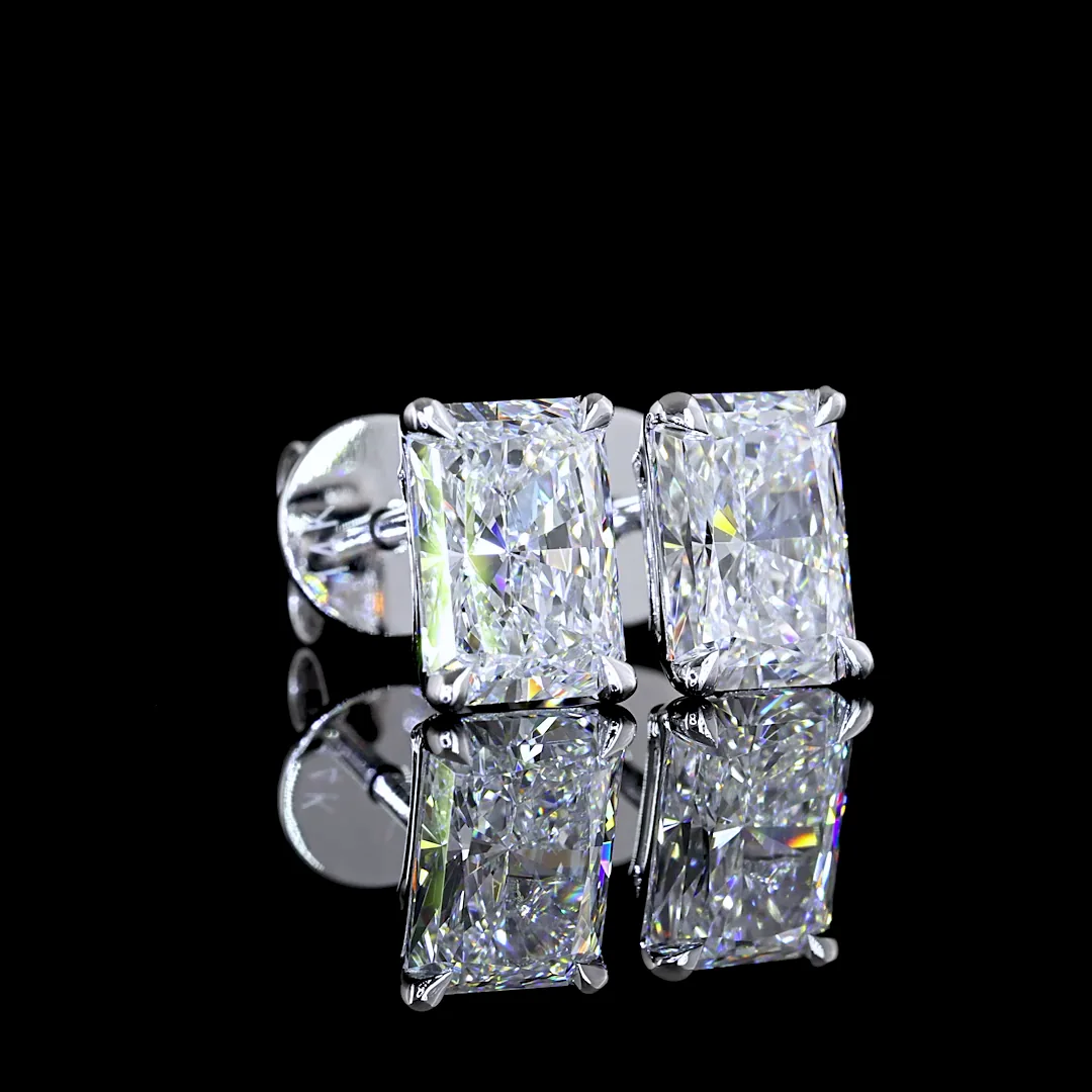 1.91 Cts 14k White Gold Radiant Shape Studs Earring