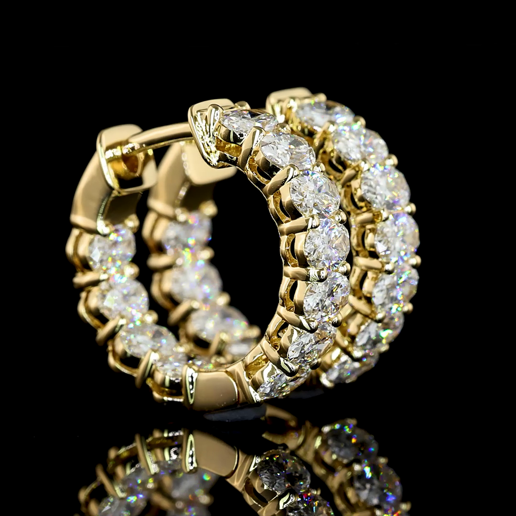 1.5 Cts 14k Yellow Gold Oval Shape Huggies Earring