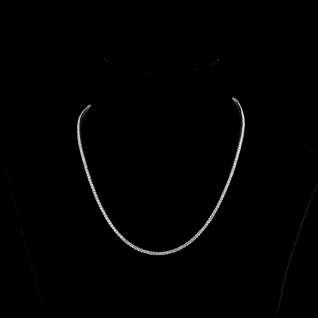 5.58 Cts 14k White Gold Round Shape Tennis Necklace