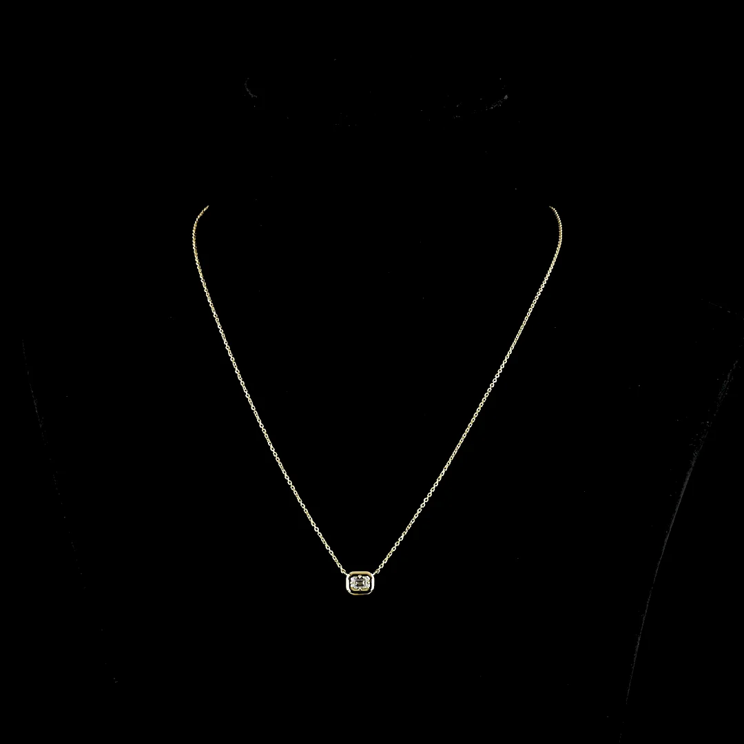 0.26 Cts 14k Yellow Gold Emerald Shape Solitaire Pendant