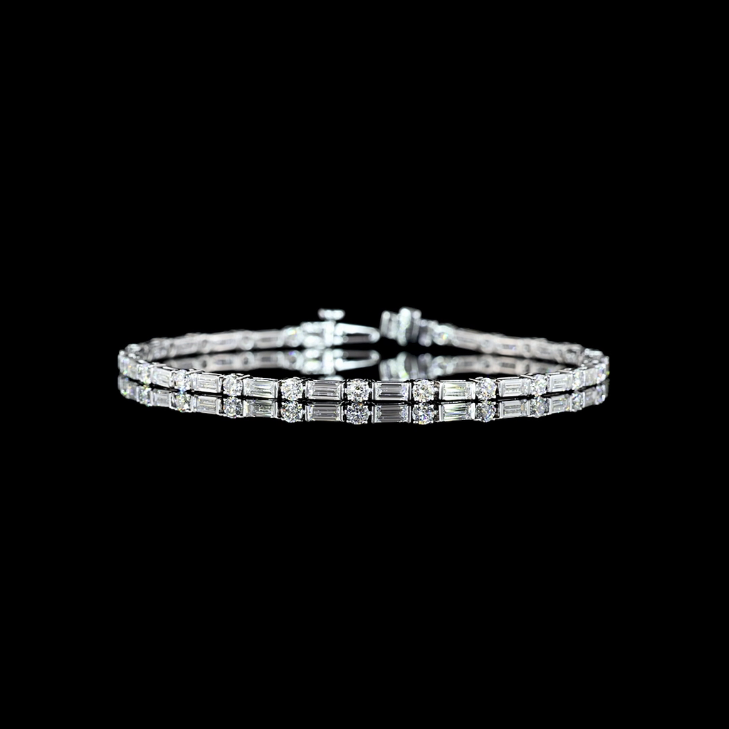 4.12 Cts 14k White Gold Mix Shape Tennis Bracelet