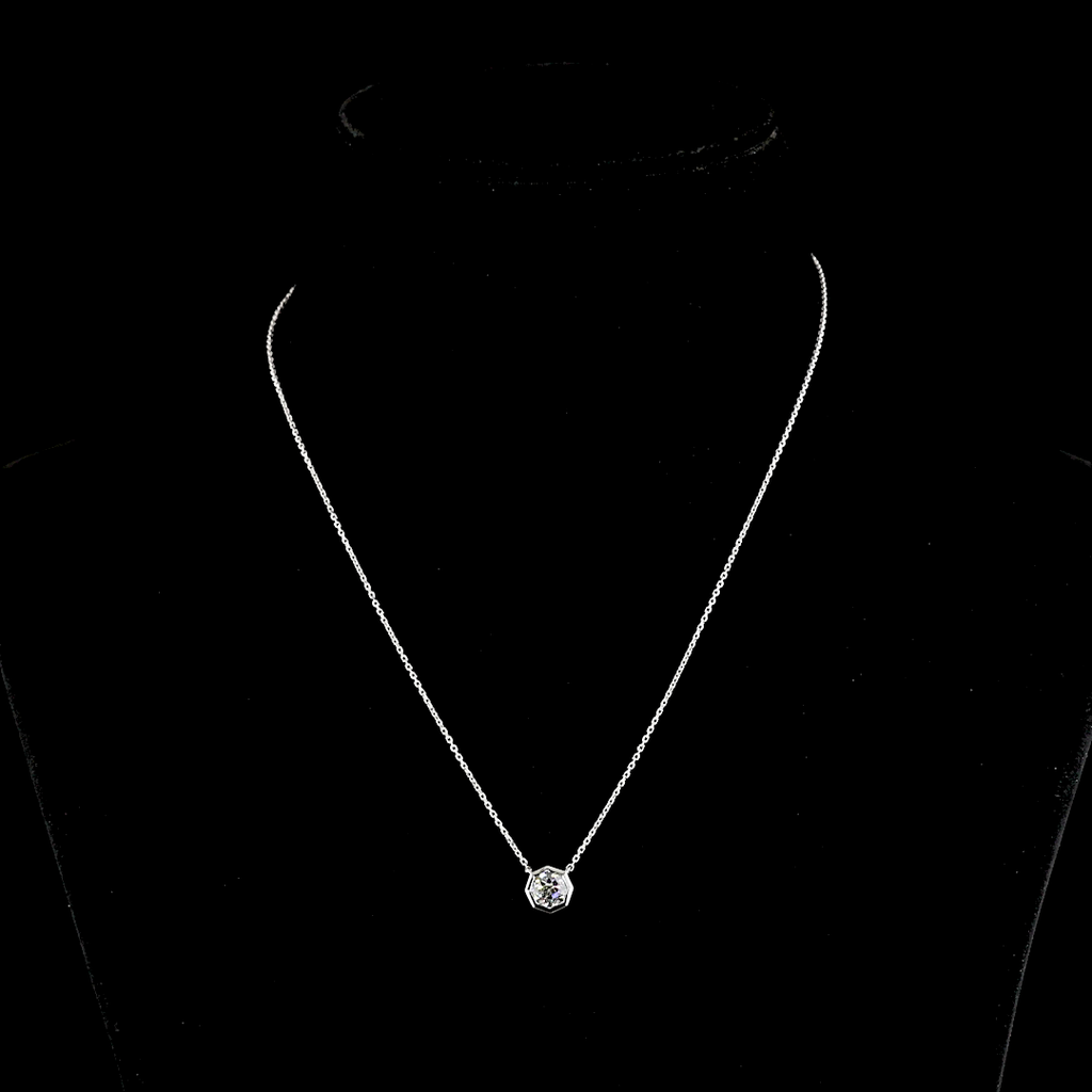 1.5 Cts 14k White Gold Octagon Shape Solitaire Pendant