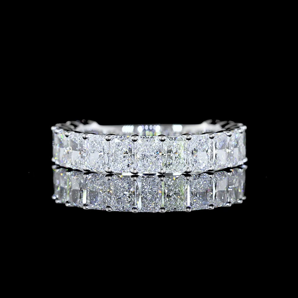4.08 Cts 14k White Gold Radiant Shape 3/4 Band Eternity Band