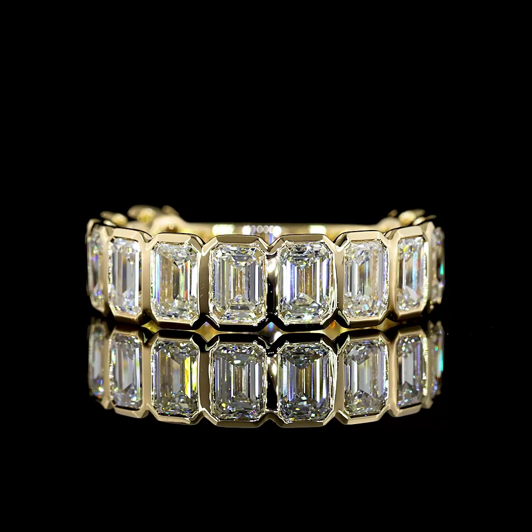 4.15 Cts 14k Yellow Gold Emerald Shape 3/4 Band Eternity Band