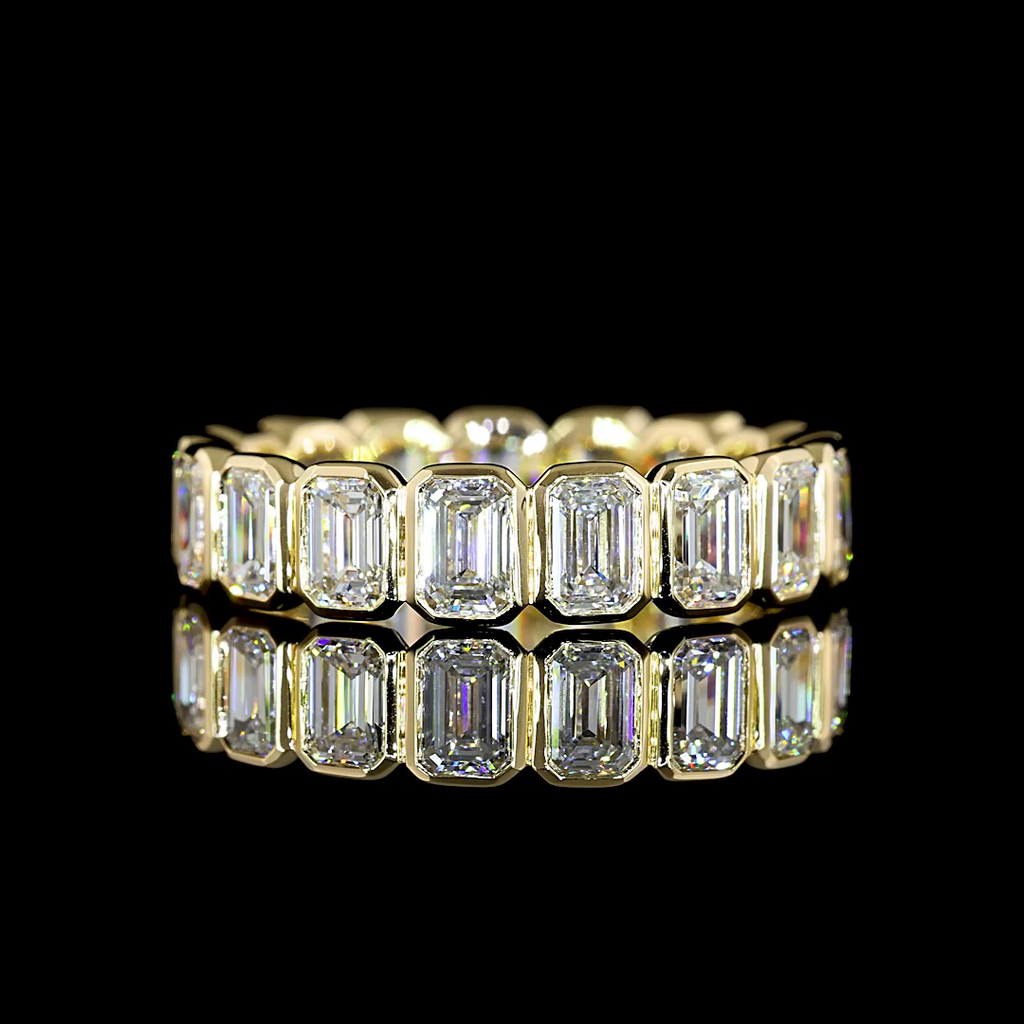 3.99 Cts 14k Yellow Gold Emerald Shape Eternity Band Eternity Band
