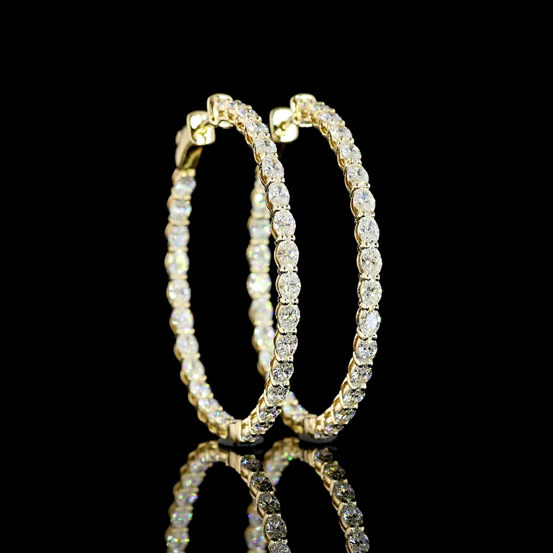3.08 Cts 14k Yellow Gold Oval Shape Hoops Earring