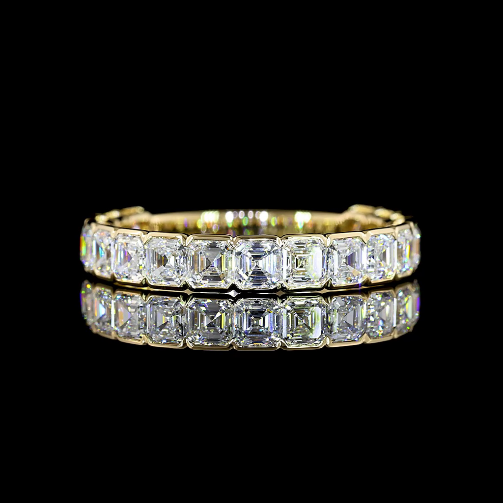 1.93 Cts 14k Yellow Gold Asscher Shape 3/4 Band Eternity Band