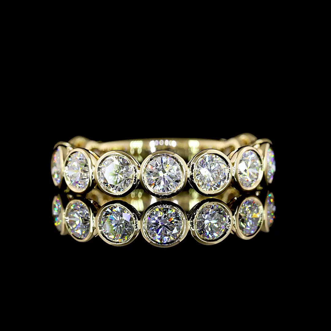 1.94 Cts 14k Yellow Gold Round Shape 3/4 Band Eternity Band