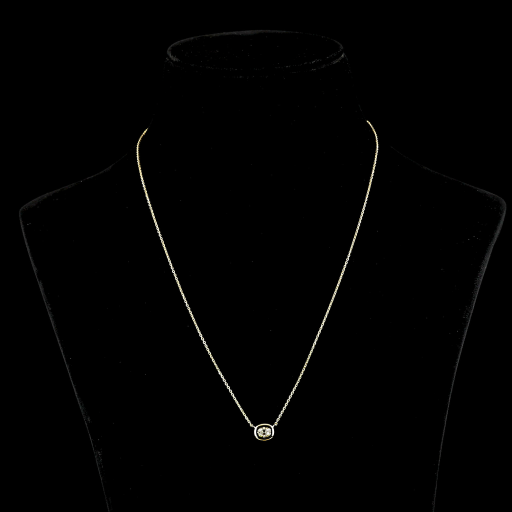 0.25 Cts 14k Yellow Gold Antique Cushion Shape Solitaire Pendant