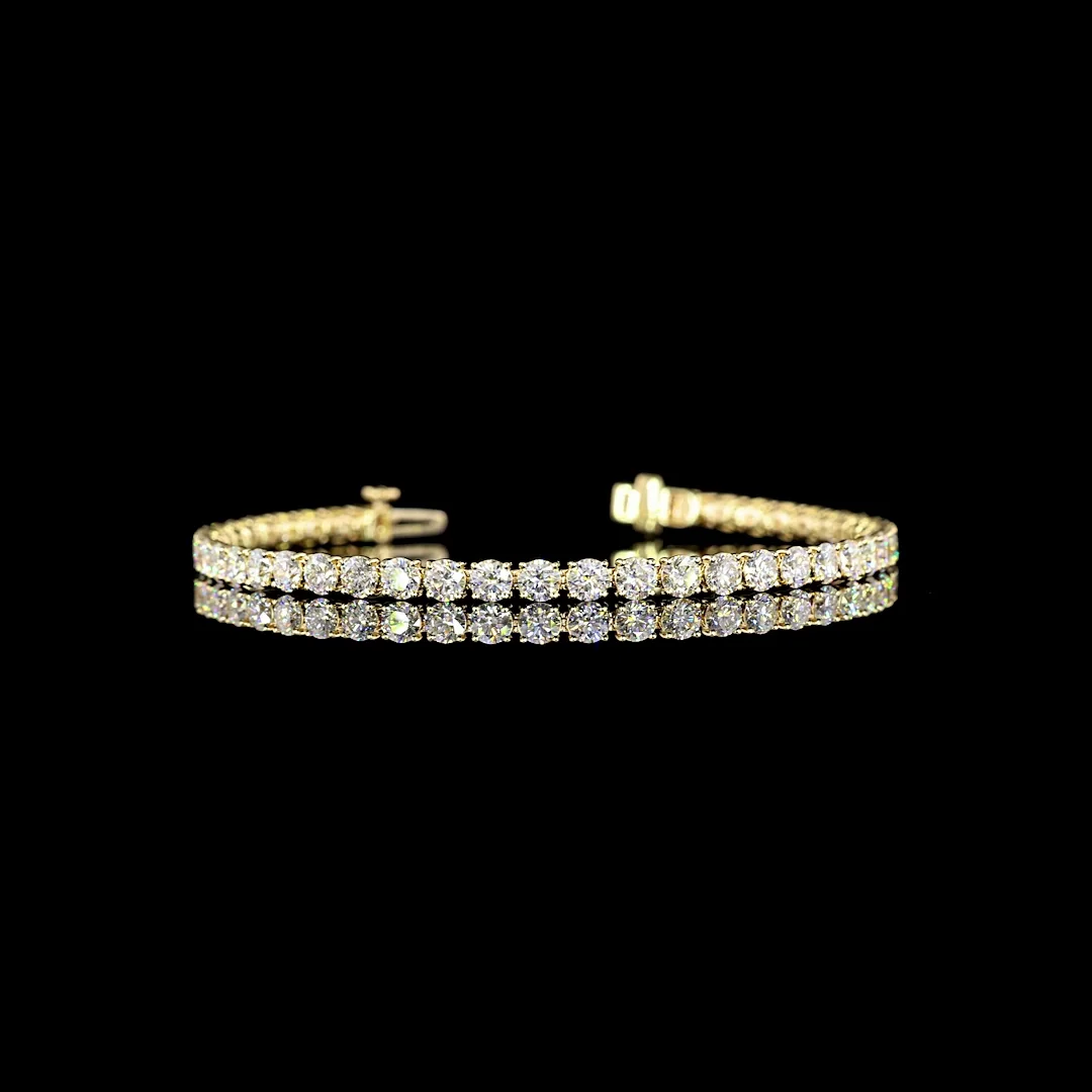 6.9 Cts 14k Yellow Gold Round Shape Tennis Bracelet