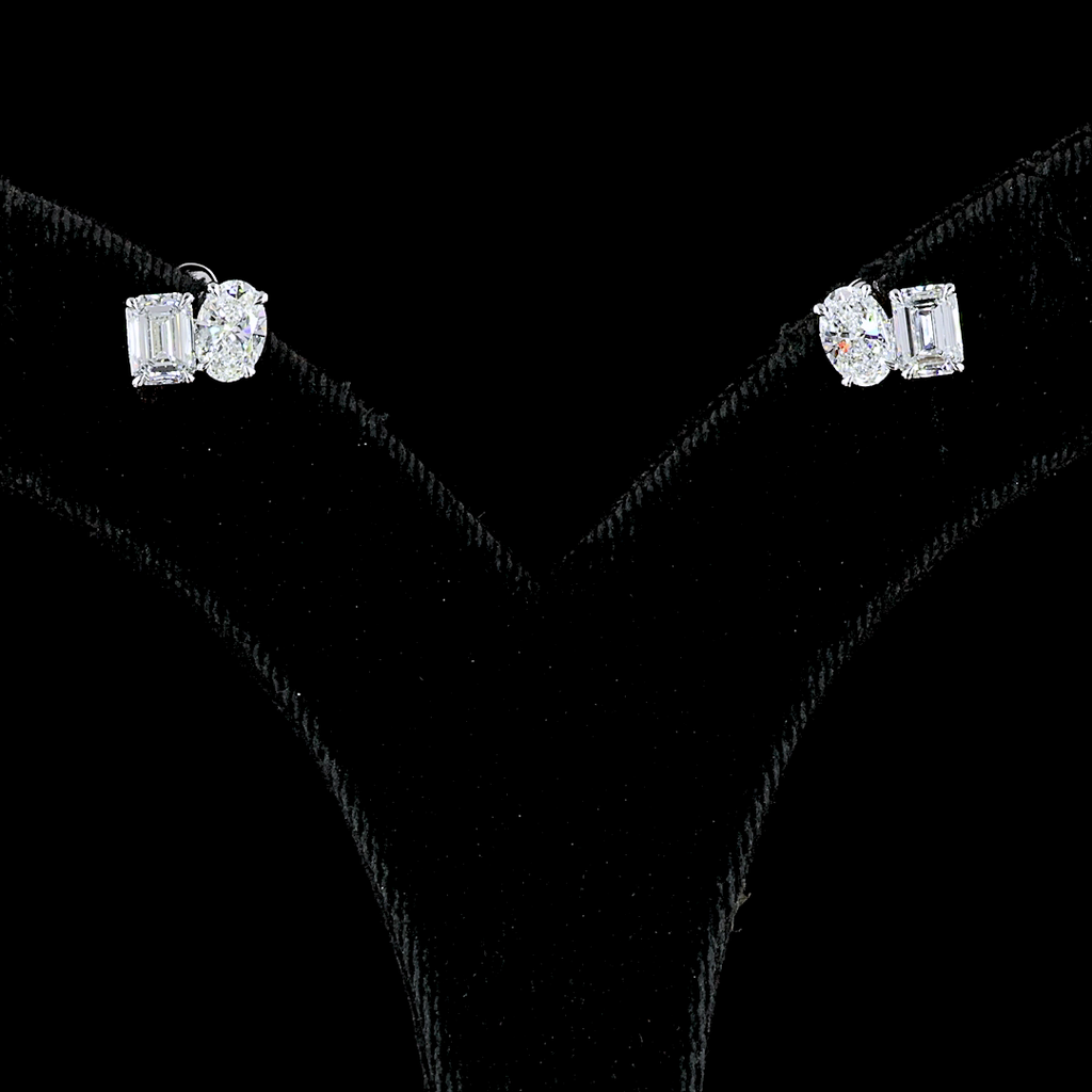 1.96 Cts 14k White Gold Mix Shape Studs Earring