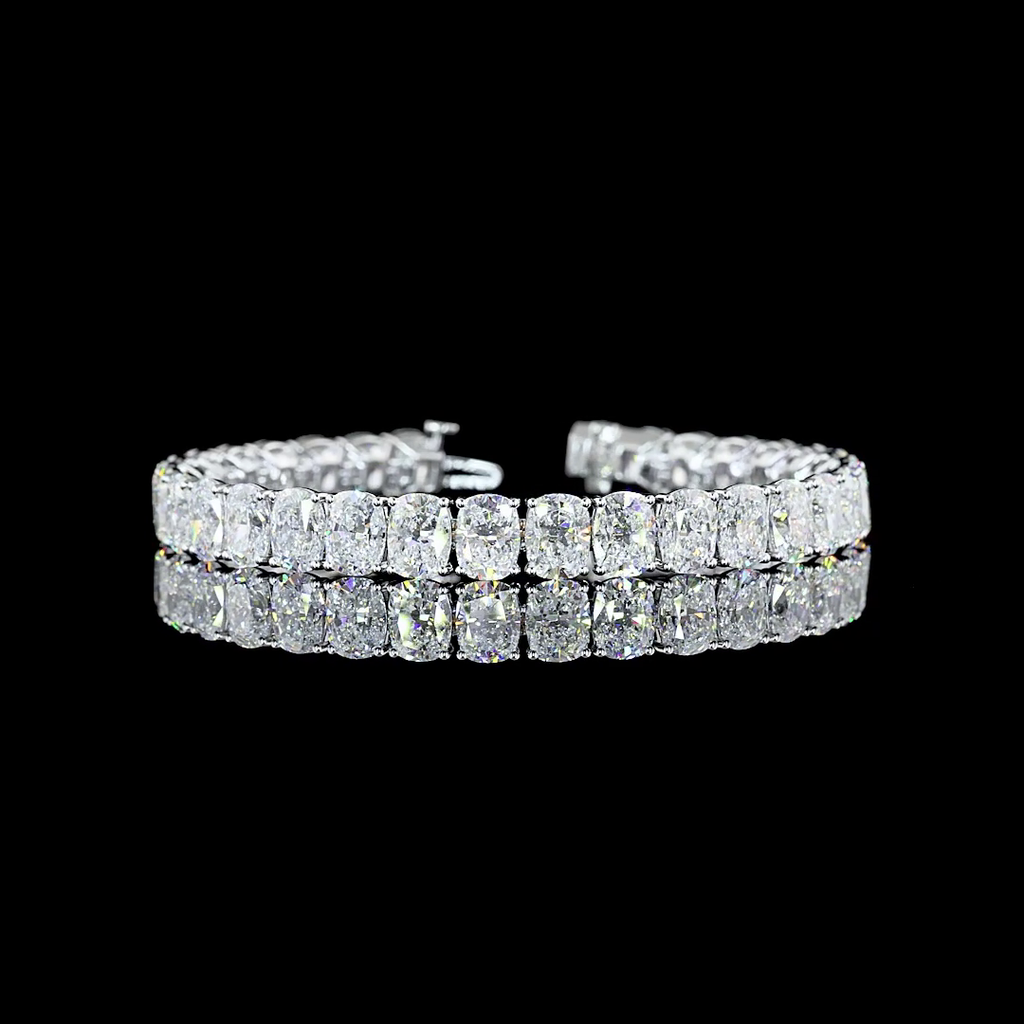 33.19 Cts 14k White Gold Cushion Brilliant Shape Tennis Bracelet