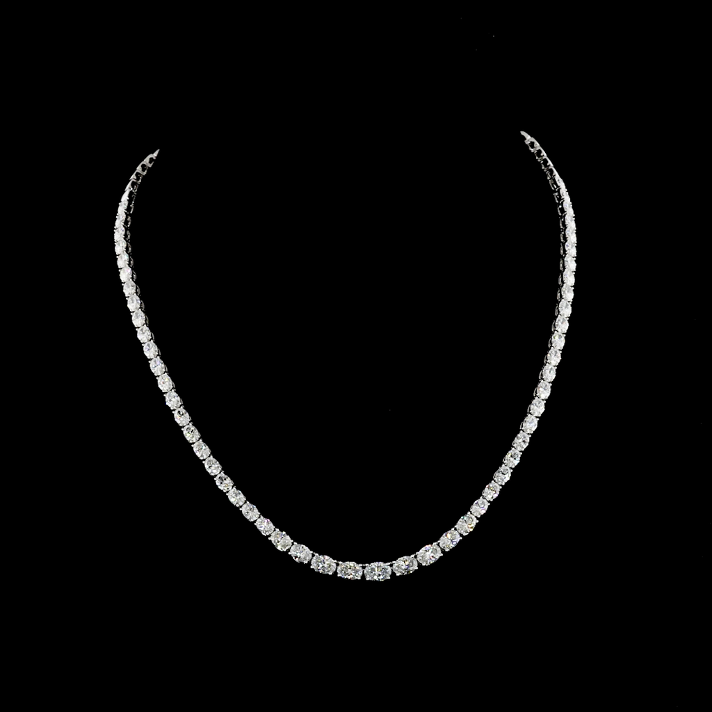 12.56 Cts 14k White Gold Oval Shape Riviera Necklace