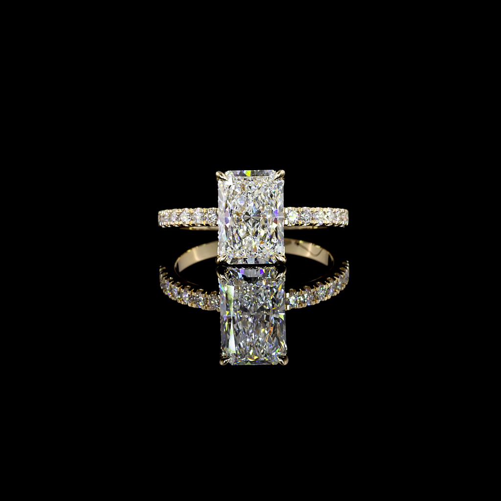 2.39 Cts 14k Yellow Gold Radiant Shape Hidden Halo Ring
