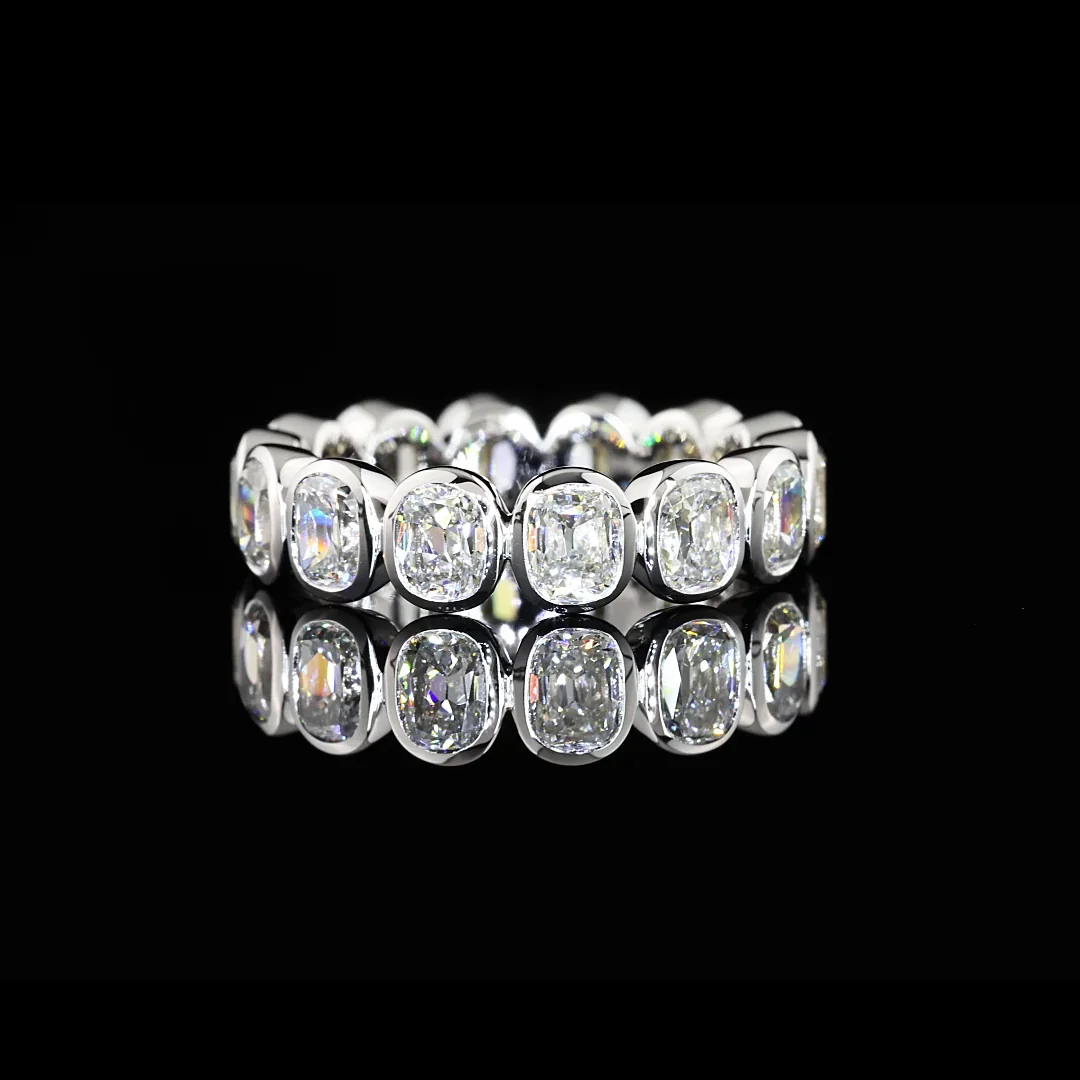 3.65 Cts 14k White Gold Antique Cushion Shape Eternity Band Eternity Band