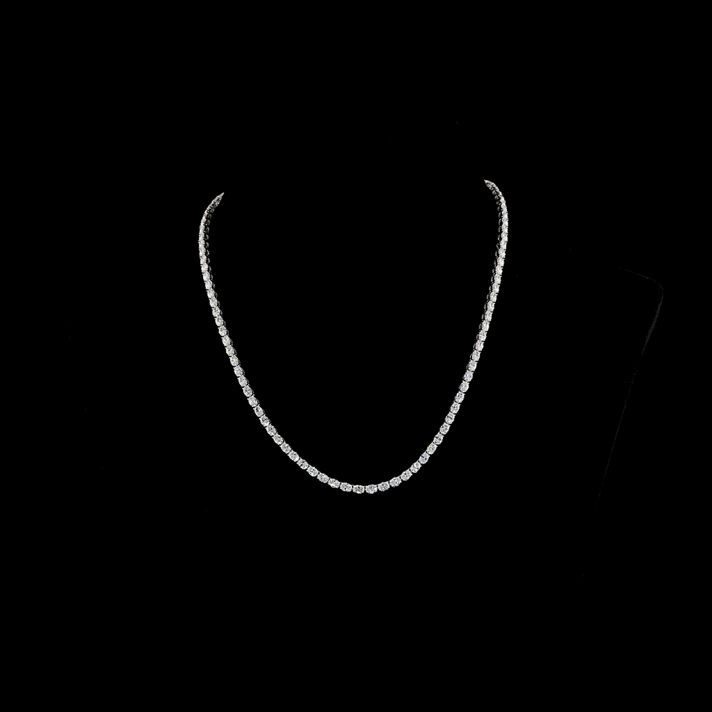 11.74 Cts 14k White Gold Oval Shape Tennis Necklace