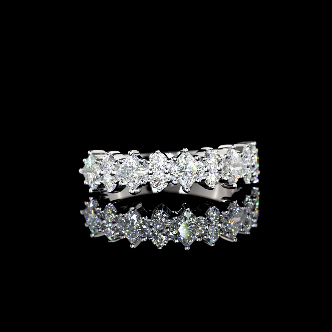 1.36 Cts 14k White Gold Mix Shape Half Eternity Eternity Band