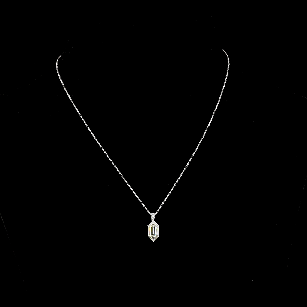 2.2 Cts 14k White Gold Step Marquise Shape Pendant Pendant