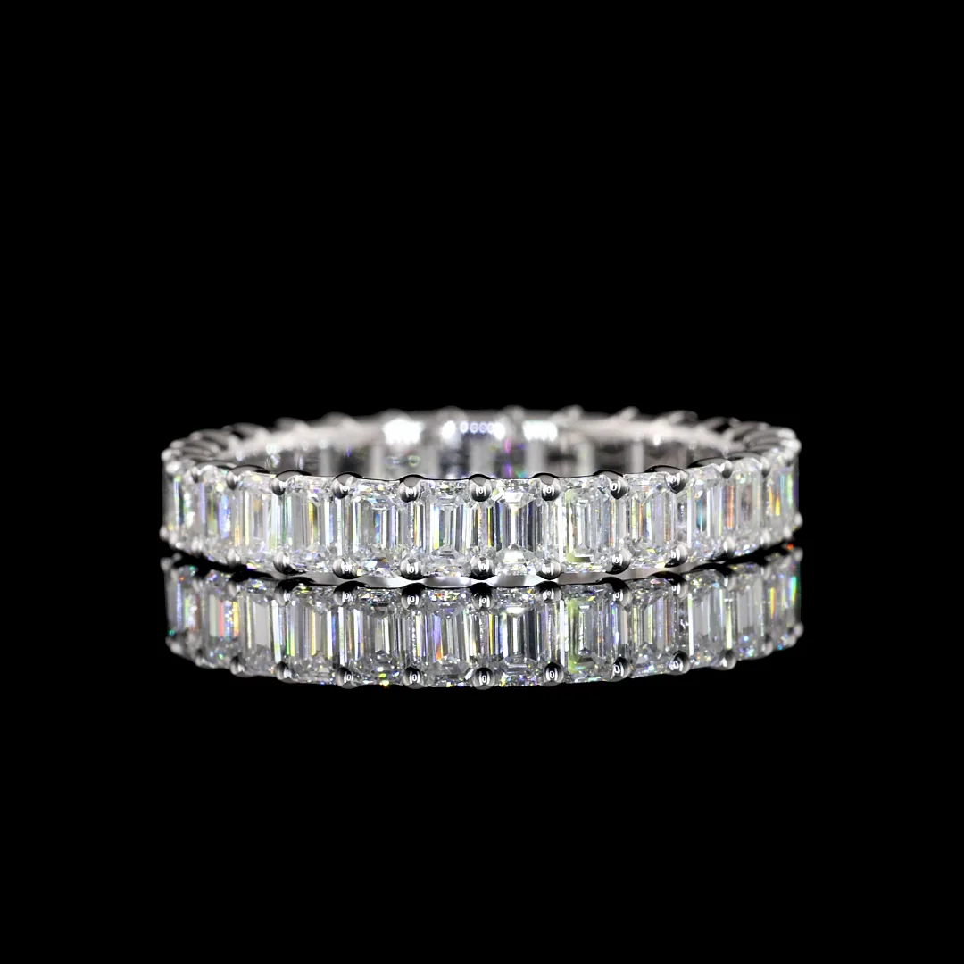 2.06 Cts 14k White Gold Emerald Shape Eternity Band Eternity Band