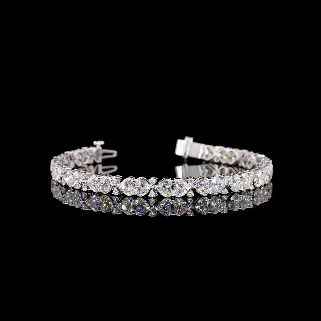 12.07 Cts 14k White Gold Mix Shape Tennis Bracelet
