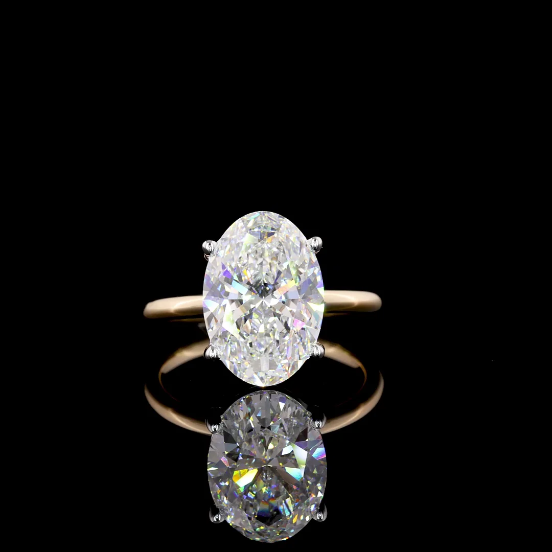 4.03 Cts 14k Two Tone Oval Shape Solitaire Ring