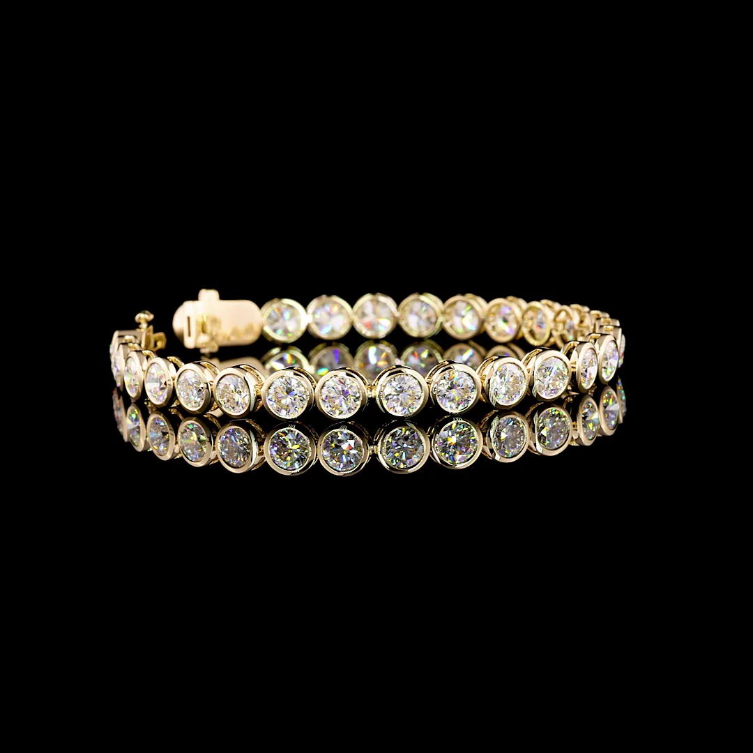 15.18 Cts 14k Yellow Gold Round Shape Tennis Bracelet