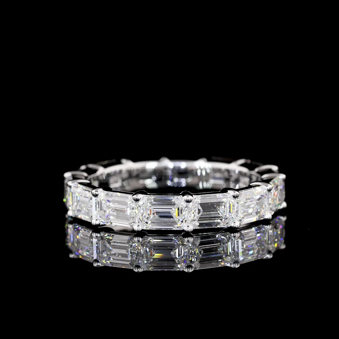 3.94 Cts 14k White Gold Emerald Shape Eternity Band Eternity Band