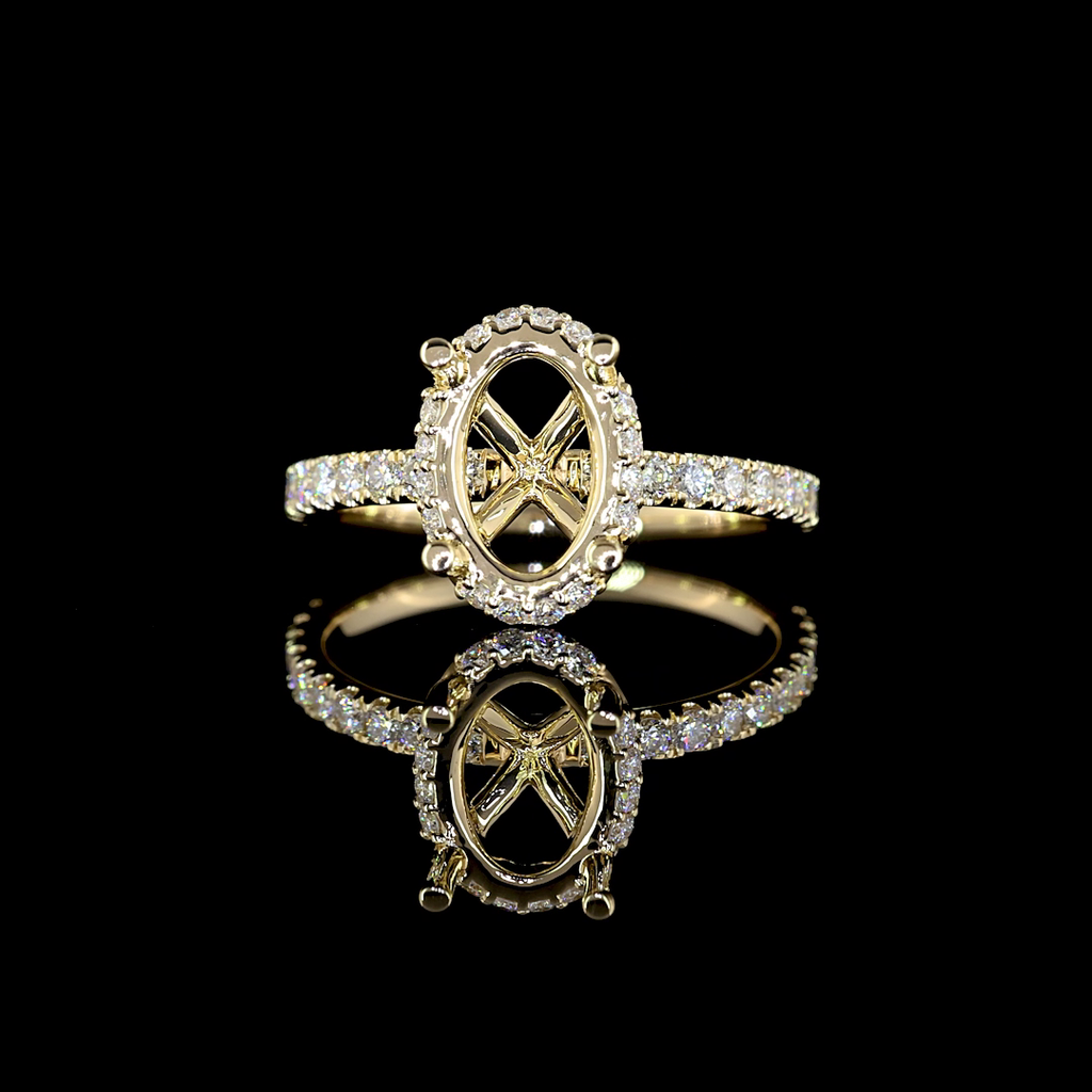 2.63 Cts 14k Yellow Gold Oval Shape Hidden Halo Ring