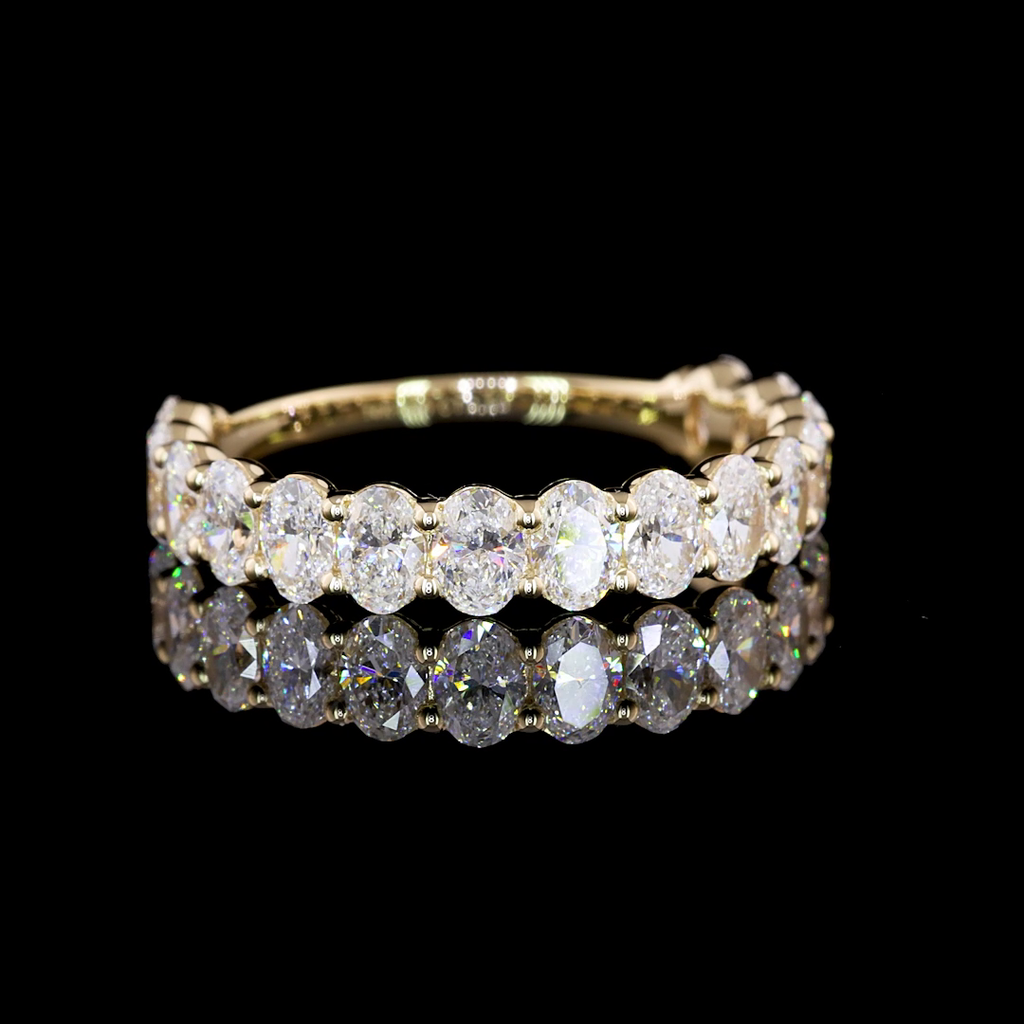 1.53 Cts 14k Yellow Gold Oval Shape Half Eternity Eternity Band